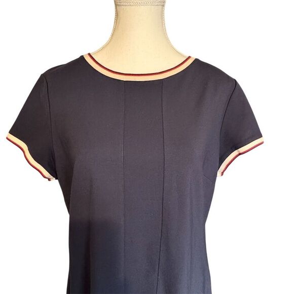 Brooks Brothers Women's Sheath Dress Size 14 Midi Short Sleeve Red White Blue - Picture 2 of 11